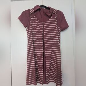 Union Made Vintage Maroon and White Jumper with Striped Vest Size 9